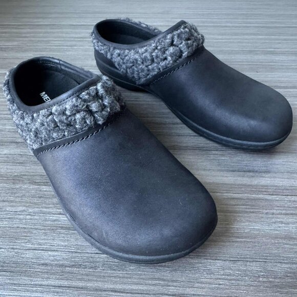 Merrell Women's Encore Kassie Black Nubuck Wool Winter Slides Clogs Mules $85 - Picture 1 of 10